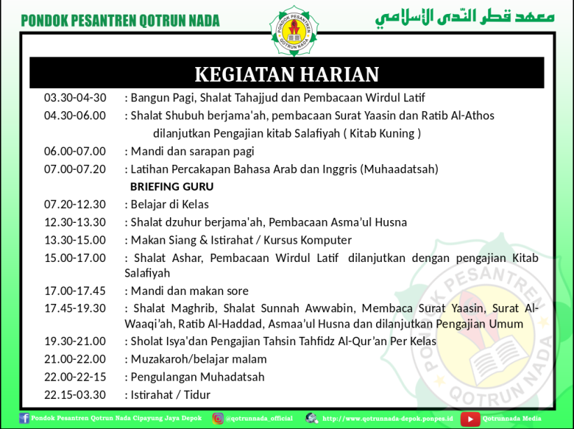 Kegiatan Pondok  Pondok Pesantren Qotrun Nada