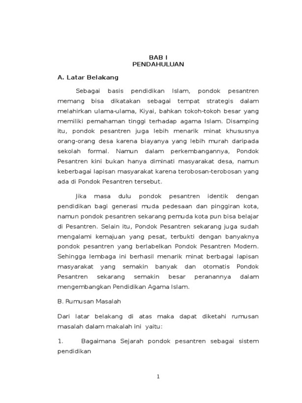 Makalah Pondok Pesantren Sebagai Sebuah Sistem Pendidikan Islam  PDF