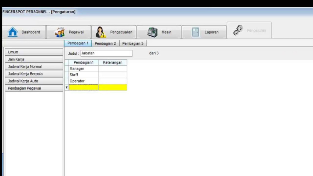 Mengatur Pembagian Pegawai Aplikasi Fingerspot Personnel