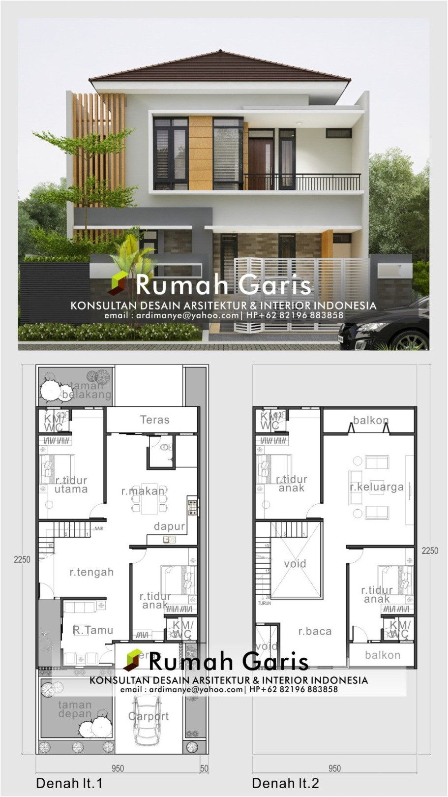 denah dan tampak depan rumah  lantai  muka modern minimalis