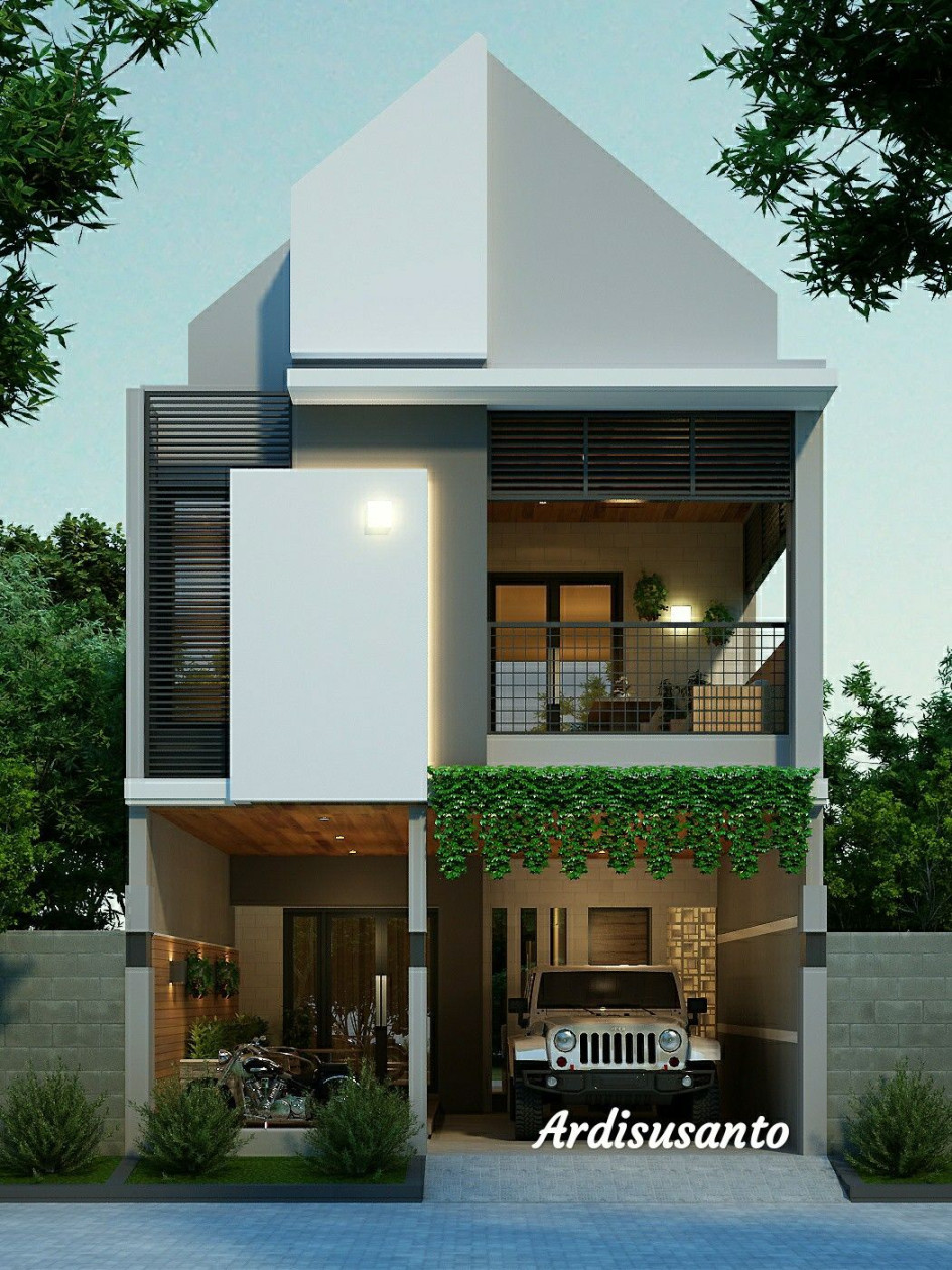 Desain industrial modern Rumah Tinggal Lantai Desain fasad