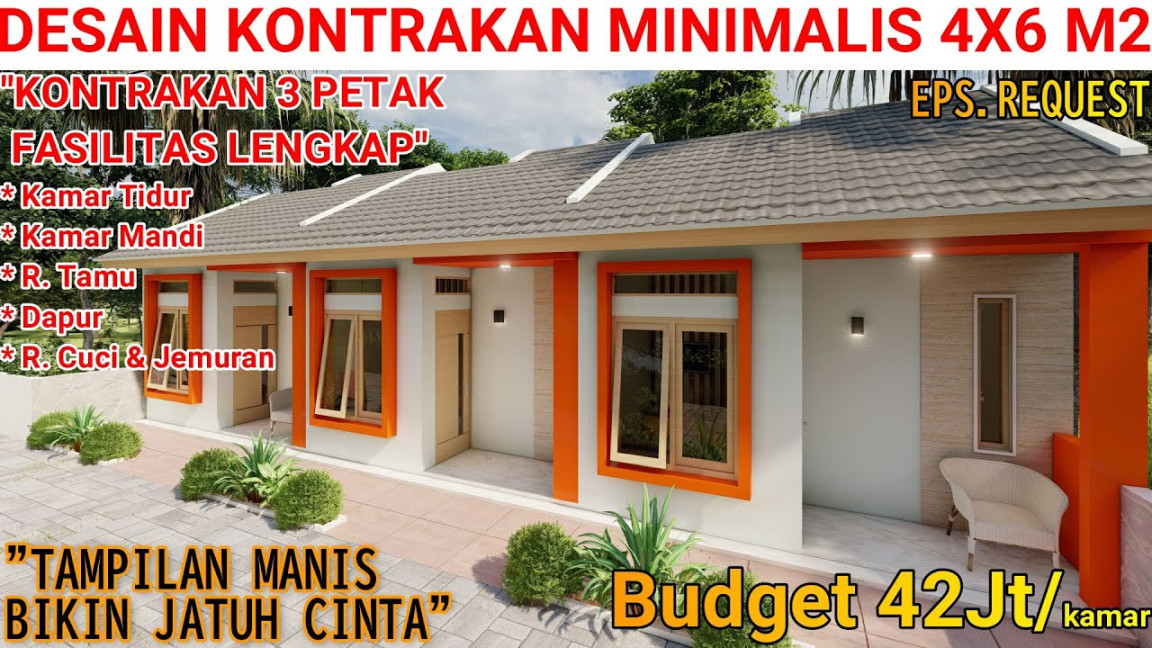 DESAIN KONTRAKAN MINIMALIS X M SUPER KEREN  Kamar Mandi Dalam, Dapur,  R. Tamu, T