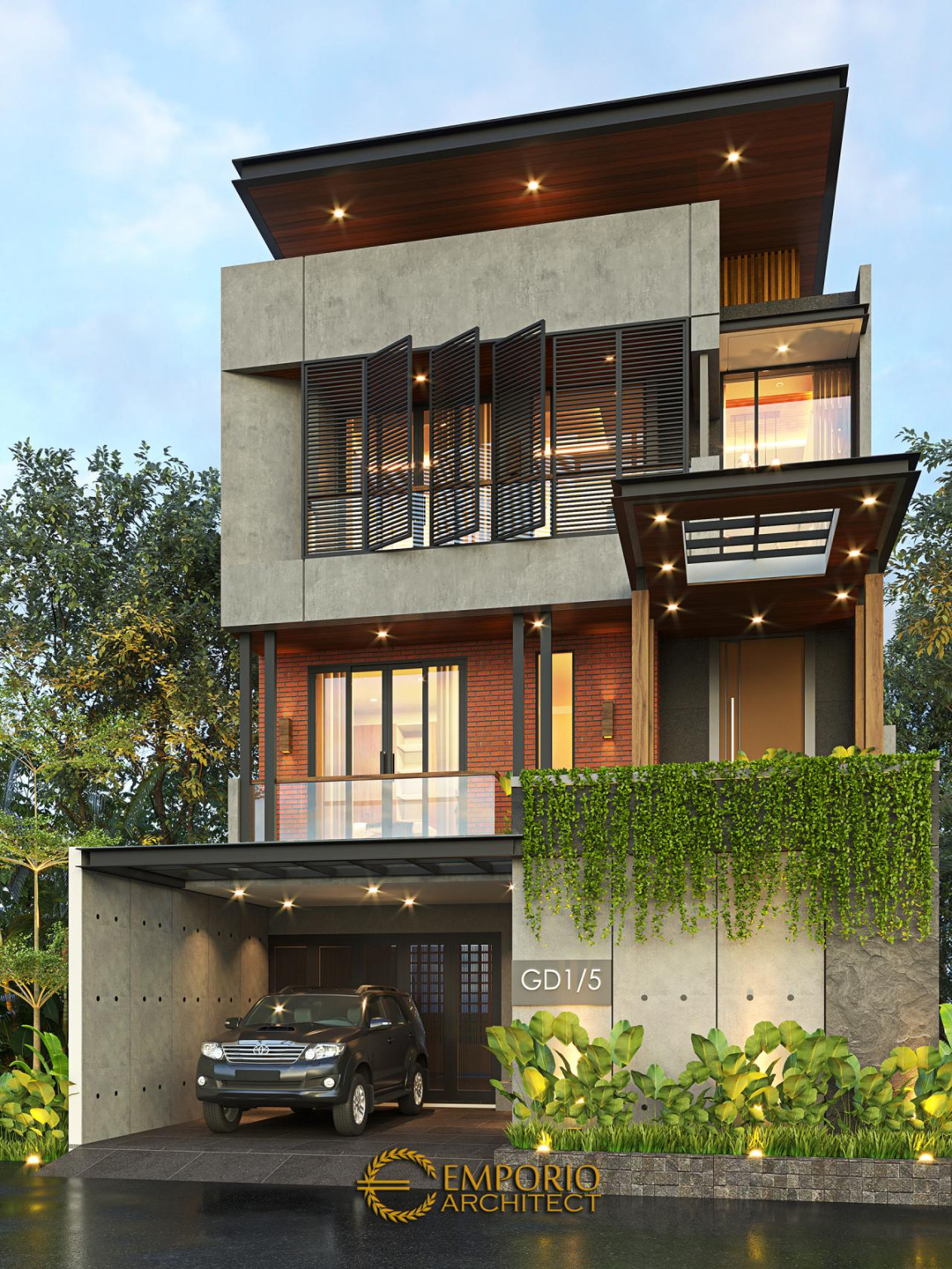 Desain Rumah Modern Industrial  Lantai Bapak Fadil