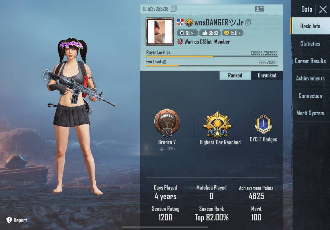 Few days ago a reddit user gave me this pubg account id he said