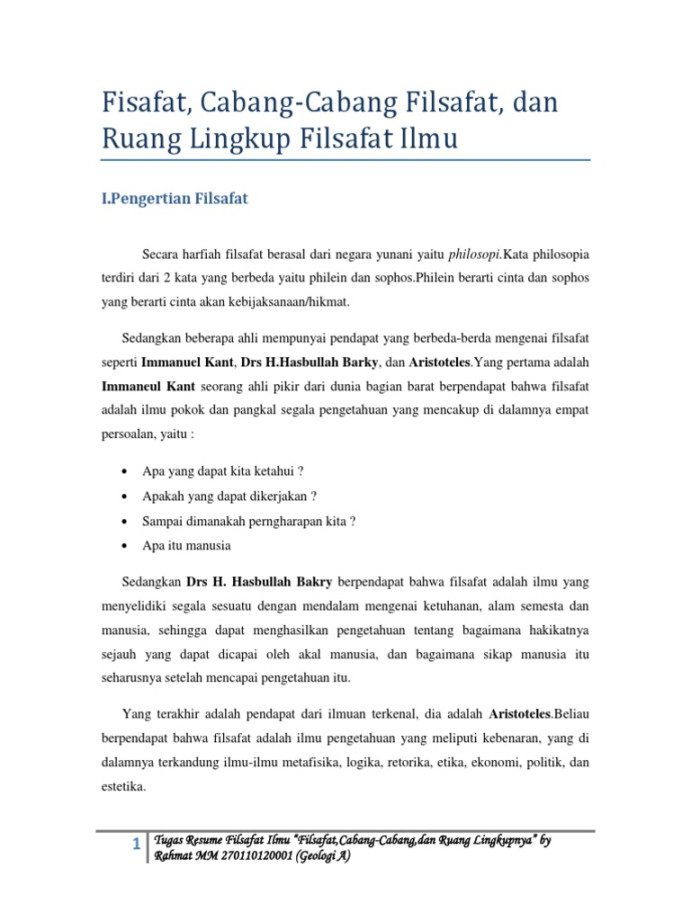 Filsafat, Cabang-Cabang, Dan Ruang Lingkupnya  PDF