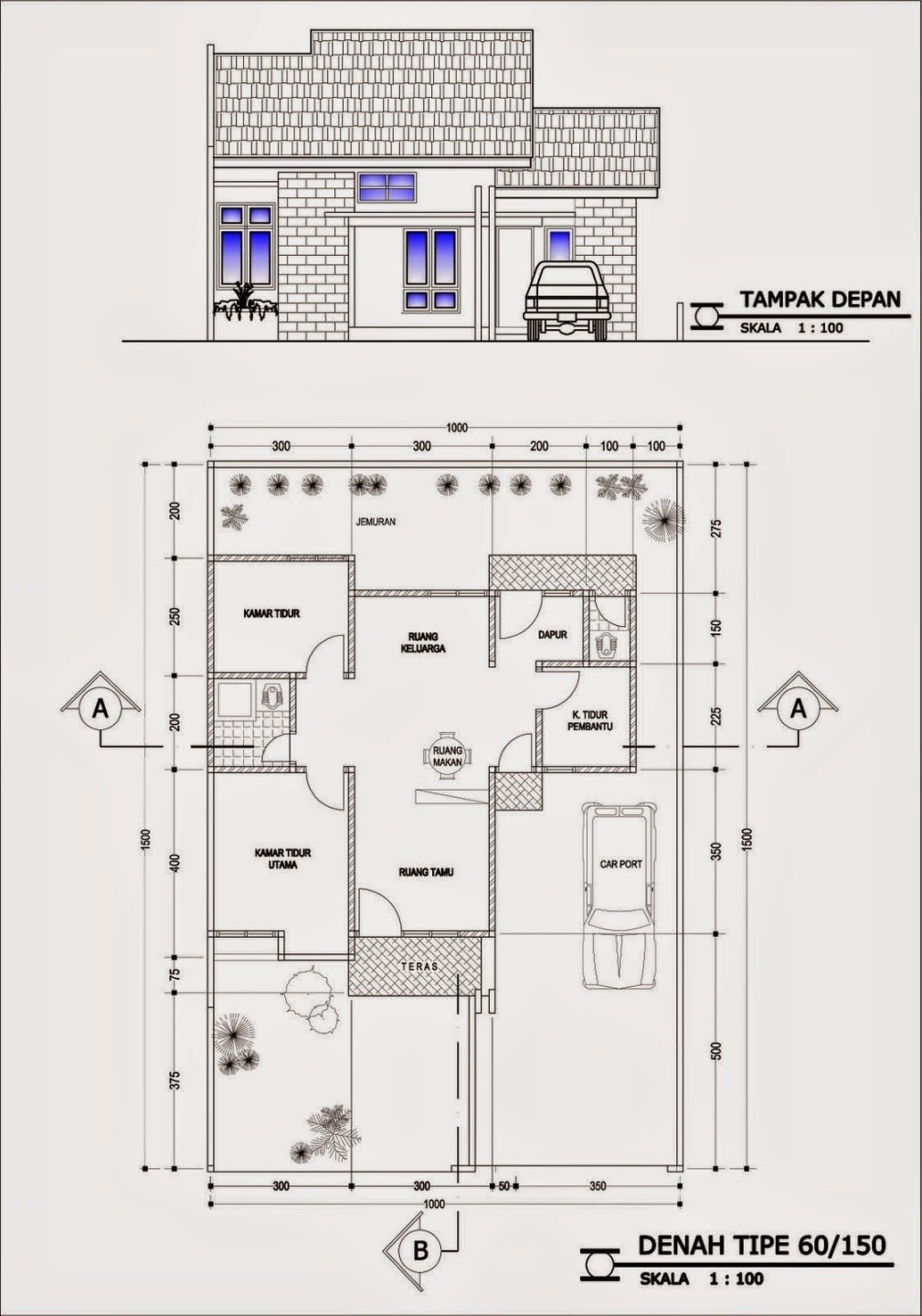 Inilah Gambar Denah Desain Rumah Minimalis Dengan  Kamar Tidur