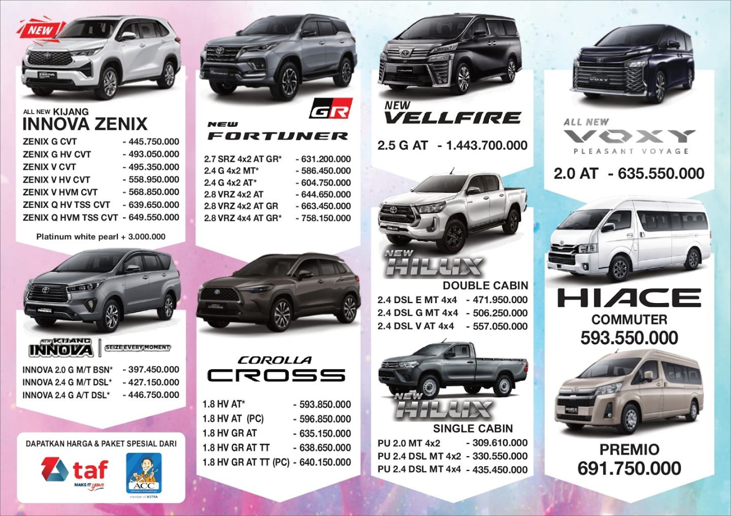 Pricelist Toyota Terbaru , Mau Pilih Mobil yang Mana? - Otoinfo