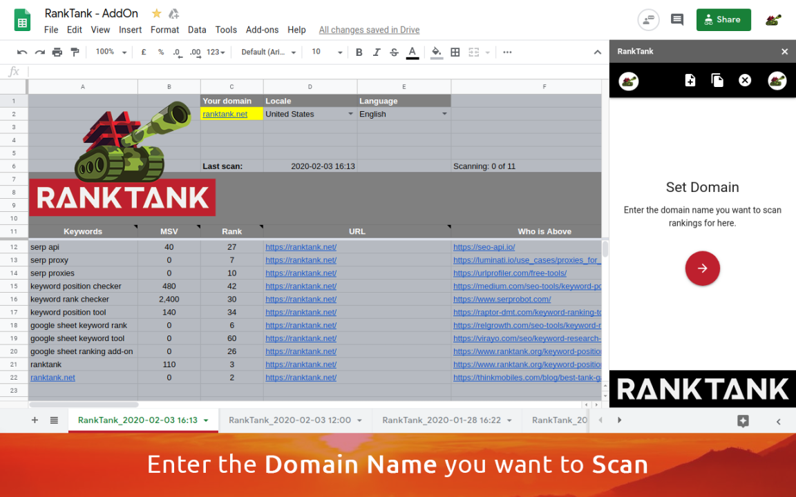 RankTank SEO Keyword Rank Checker Tool - Google Workspace Marketplace